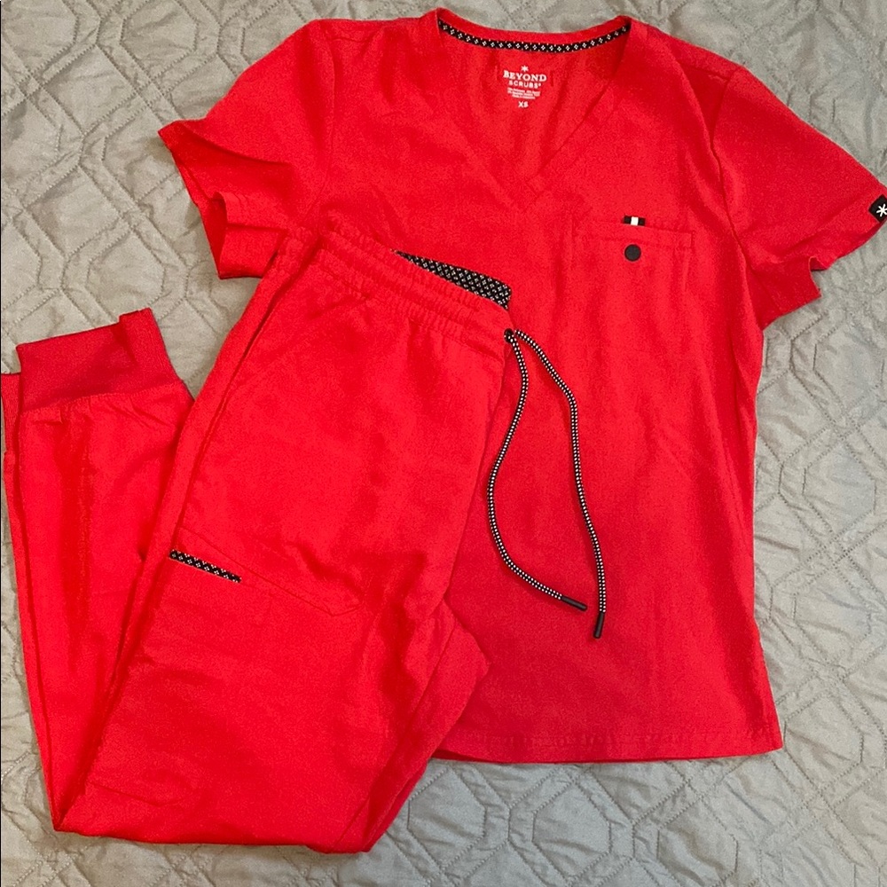 Beyond Scrubs Red Scrub Set